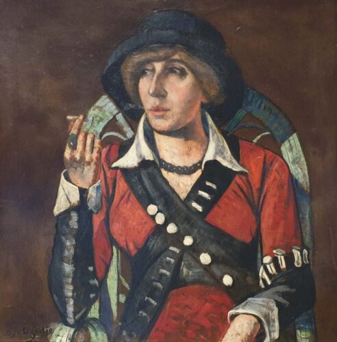 oeuvre de georgette agutte - femme à la cigarette - huile sur toile