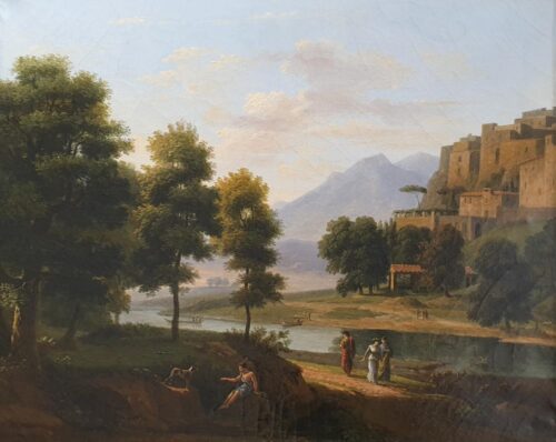 oeuvre de jean victor bertin - paysage d’arcadie animé de personnages - huile sur toile
