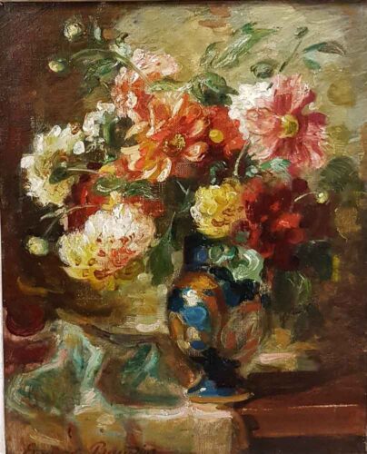 oeuvre de eugène baudin - bouquet de fleurs - huile sur toile