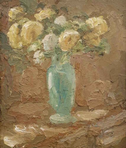 oeuvre de georges bouche - rose dans un vase - huile sur toile