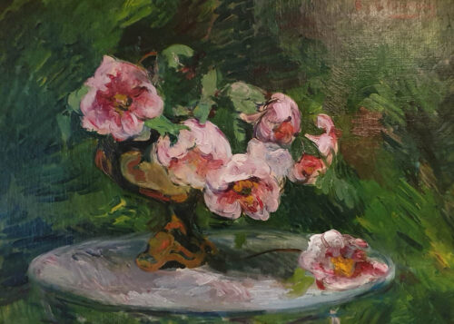 oeuvre de émilie charmy - bouquet de pivoines - huile sur toile