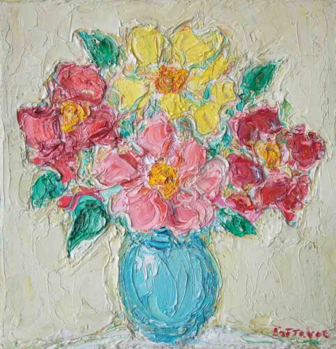 oeuvre de andré cottavoz - bouquet de fête - huile sur toile