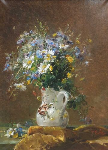 oeuvre de pierre-nicolas euler - bouquet de fleurs - huile sur toile