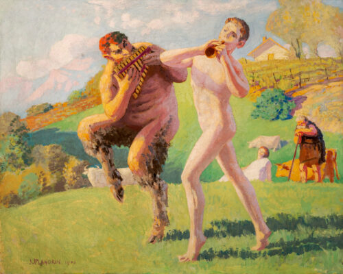 oeuvre de jules flandrin - le chèvre-pied - huile sur toile