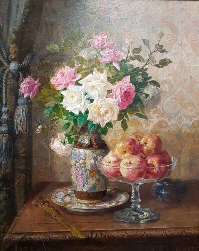 oeuvre de pierre garnier - grand bouquet de fleurs - huile sur toile