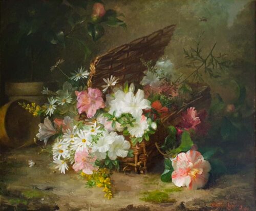 oeuvre de thérèse guérin - jeté de fleurs - huile sur toile