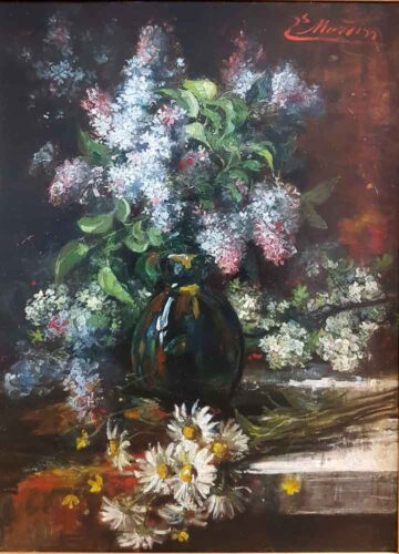 oeuvre de jacques martin - bouquet champêtre - huile sur toile
