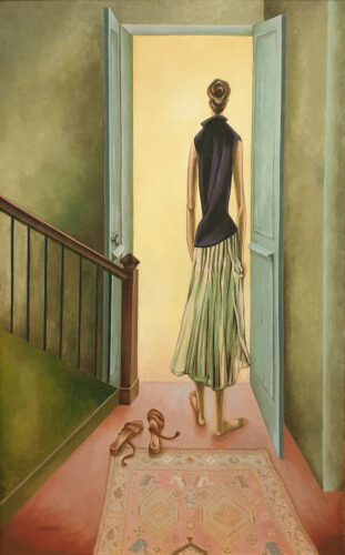 oeuvre de jean martin - celle qui va partir - huile sur toile