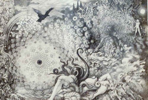oeuvre de jim léon - au-delà de l’au-delà - encre sur papier (plume)