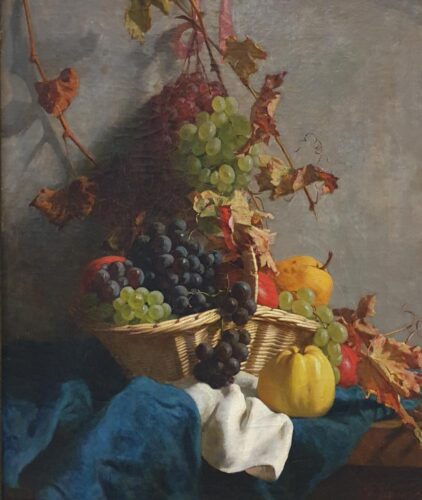oeuvre de françois lépagnez - nature morte à la grappe de raisin - huile sur toile