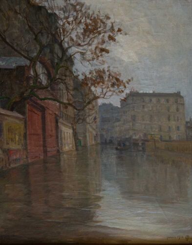 oeuvre de charles beauverie - les inondations de lyon - huile sur toile