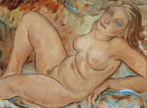 oeuvre de henriette morel - nu féminin allongé - huile sur toile