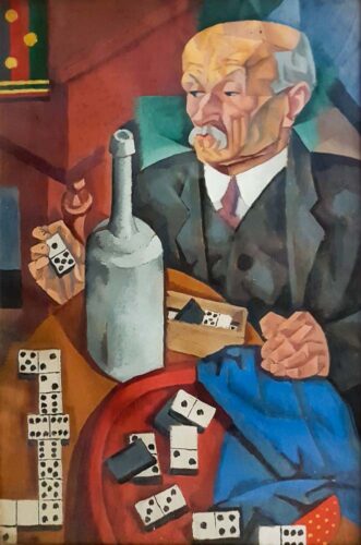 oeuvre de étienne morillon - monsieur alibaux - détrempe sur carton