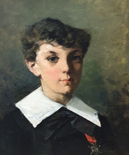 oeuvre de émile noirot - portrait d’enfant - huile sur toile