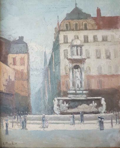 oeuvre de antonin ponchon - place des jacobins - huile sur toile