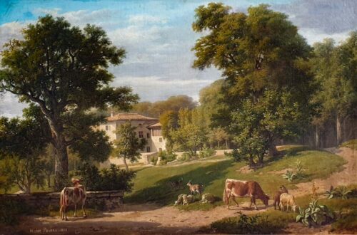 oeuvre de hélène pourra - vue de la propriété desfût - huile sur toile