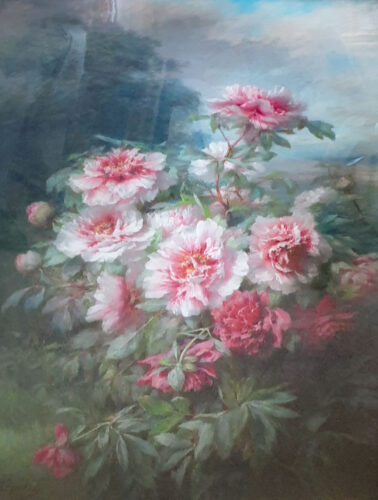 oeuvre de françois rivoire - les hortensias - pastel marouflé sur toile