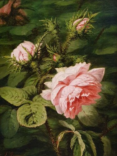oeuvre de simon saint-jean - roses - huile sur panneau