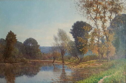 oeuvre de johannès son - matinée d’automne au bord du suran - huile sur toile