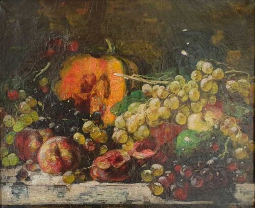 oeuvre de françois vernay - nature morte au melon - huile sur toile