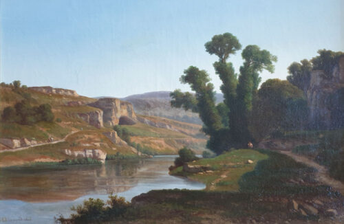 oeuvre de hector allemand - paysage à la rivière - huile sur toile