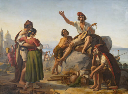 oeuvre de pierre bonirote - l’improvisateur napolitain - huile sur toile