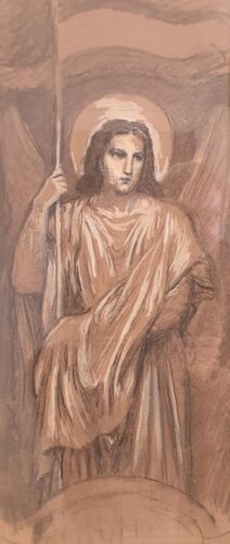 oeuvre de paul borel - portrait d’un saint - fusain sur papier