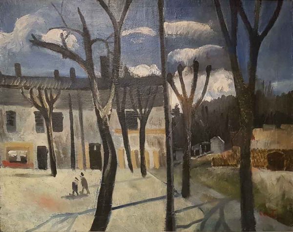 Place du village au Clair de Lune