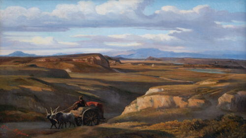 oeuvre de isidore flachéron - paysage italien - huile sur toile