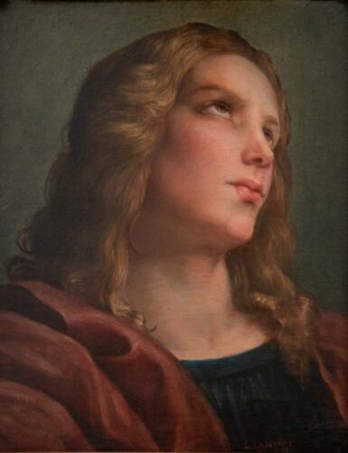 oeuvre de louis janmot - portrait aux cheveux blonds - huile sur toile