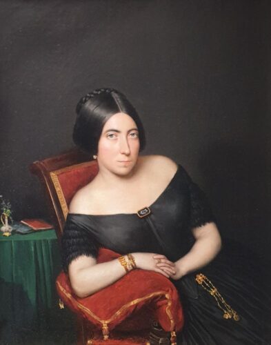 oeuvre de adélaïde salles-wagner - portrait au coussin - huile sur toile