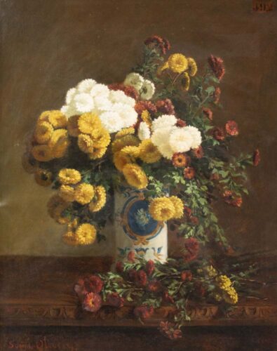 oeuvre de sophie olivier - bouquet de fleurs - huile sur toile