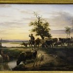 Grand paysage aux chevaux et vaches