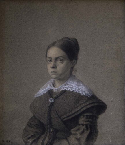 oeuvre de jacques-joseph baile - portrait de dame - gouache sur papier