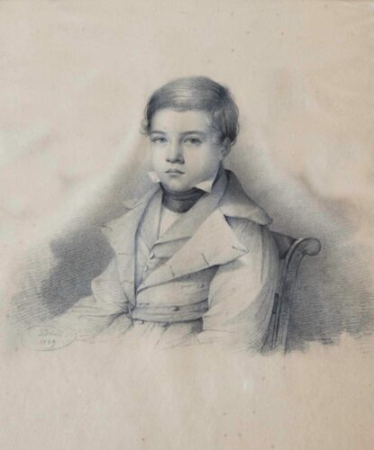 oeuvre de camille dolard - portrait d’enfant - huile sur papier