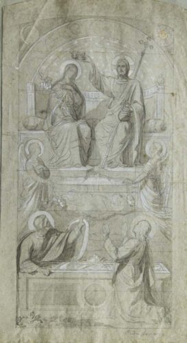 oeuvre de claudius lavergne - projet de vitrail - graphite sur papier