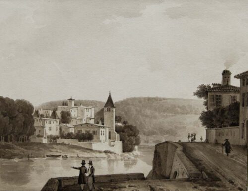 oeuvre de augustin-alexandre thierriat - vue de l’île barbe - crayon noir et lavis sur papier