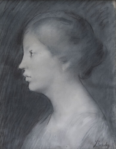 oeuvre de jeanne bardey - profil de jeune femme - pastel sur papier