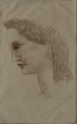oeuvre de joseph bernard - tête de femme - sanguine sur papier