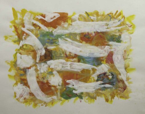 oeuvre de jean chevalier - entre jaune et vert - gouache sur papier