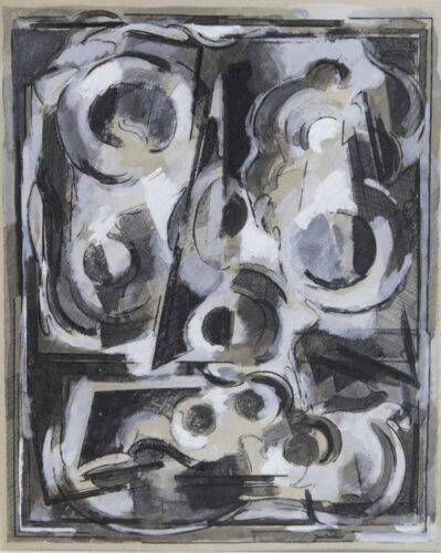 oeuvre de jean chevalier - sans titre - encre de chine, lavis et gouache sur carton