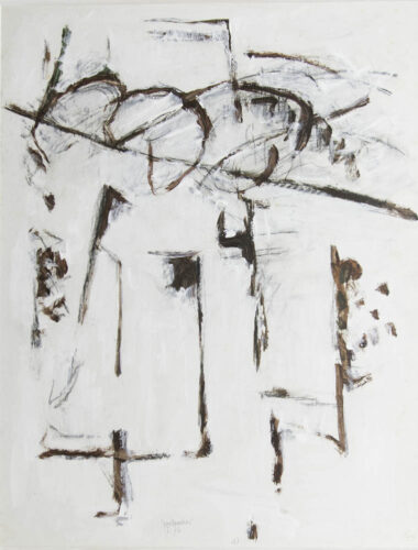 oeuvre de jean chevalier - composition en spirale, brun et blanc - fusain et acrylique sur carton