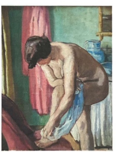 oeuvre de albert andré - femme nue, debout s’essuyant - huile sur toile