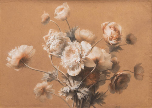 oeuvre de antoine berjon - bouquet - pierre noire sur papier