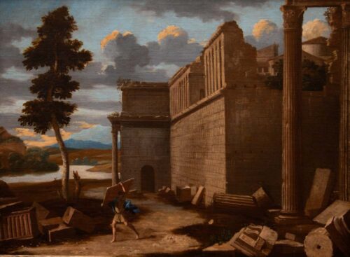 oeuvre de thomas blanchet - samson emportant les portes de gaza - huile sur toile