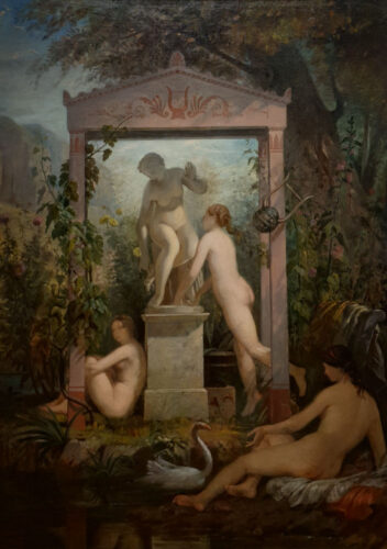 oeuvre de pierre bonirote - eurydice entourée de nymphes - huile sur toile