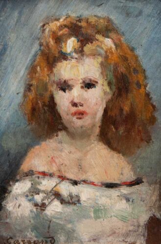 oeuvre de louis-hilaire carrand - portrait de la fille de l’artiste - huile sur panneau