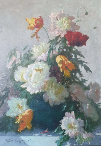oeuvre de adolphe louis castex-degrange - grande composition florale - huile sur toile