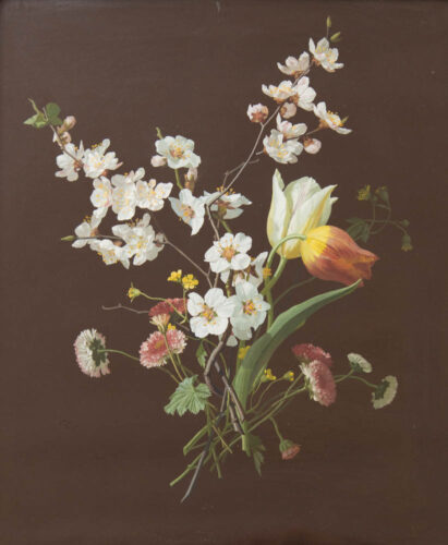 oeuvre de pierre chabal-dussurgey - fleurs de printemps - gouache sur papier