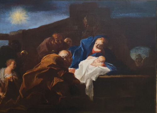 oeuvre de louis cretey - l’adoration des bergers - huile sur toile